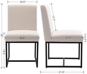 CIMOTA Modern Linen Dining Chair Set of 4, Mid Century Dining Room Chairs Fabric Upholstered Armless Side Chair with Black Sled Base for Dining Room, White Cream 4PCS
