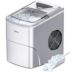 Load image into Gallery viewer, Silonn Ice Makers Countertop, 9 Cubes Ready in 6 Mins, 26lbs in 24Hrs, Self-Cleaning Ice Machine with Ice Scoop and Basket, 2 Sizes of Bullet Ice for Home Kitchen Office Bar Party, Sliver