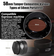 IKAPE 58MM Coffee Distributor, Black Design of Bottom Propeller, Gravity Adaptive Espresso Distributor Fits All 58.35MM Espresso Portafilter, Compatible with 58.35MM Rancilio Bottomless Portafilter