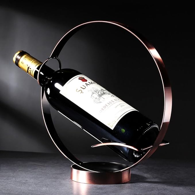 Metal Single Tabletop Wine Rack – Freestanding Countertop Decorative Wine Bottle Holder, Unique Wine Gifts and Accessories for Wine Lovers (2PCS Oil Rubbed Bronze)
