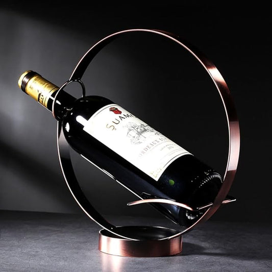 Metal Single Tabletop Wine Rack – Freestanding Countertop Decorative Wine Bottle Holder, Unique Wine Gifts and Accessories for Wine Lovers (Oil Rubbed Bronze)