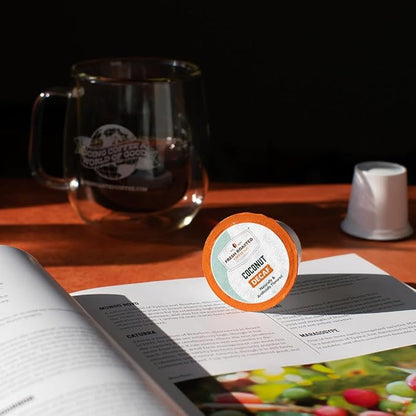 Fresh Roasted Coffee, Decaf Coconut, Flavored Coffee Pods, 24 Count