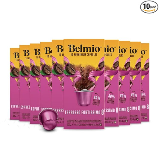 Belmio Fortissimo Espresso Coffee Pods - Dark Roast - Rich & Robust - Compatible with Original Nespresso Machines - 10 Count (Pack of 10)