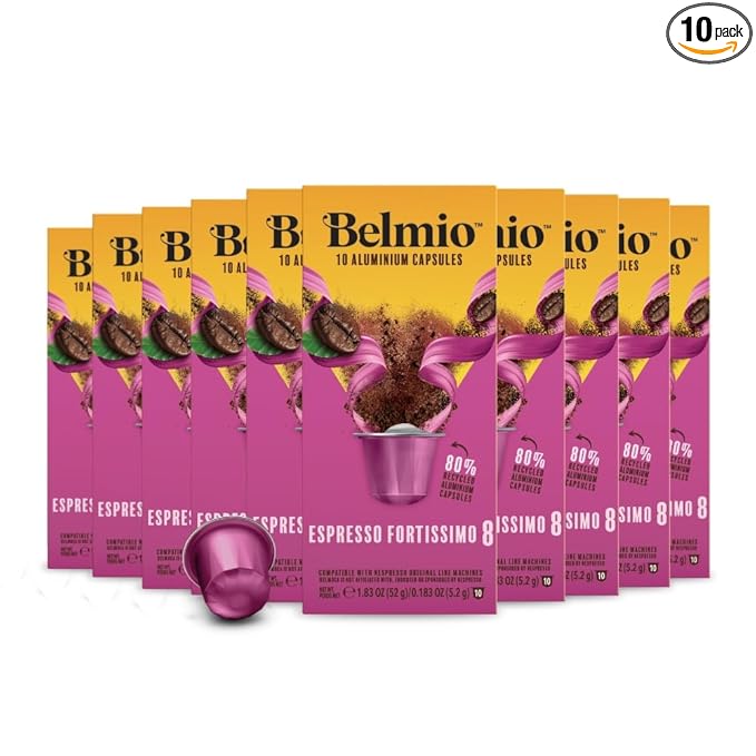 Belmio Fortissimo Espresso Coffee Pods - Dark Roast - Rich & Robust - Compatible with Original Nespresso Machines - 10 Count (Pack of 10)