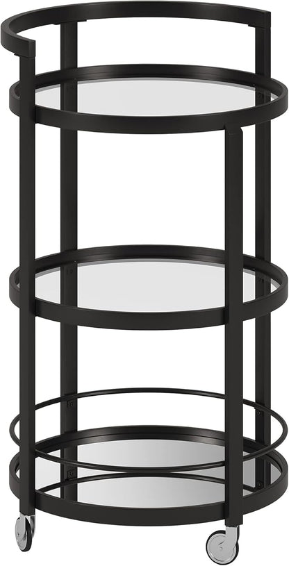 Henn&Hart 21" Wide Round Bar Cart in Blackened Bronze, Bar Carts for the Home