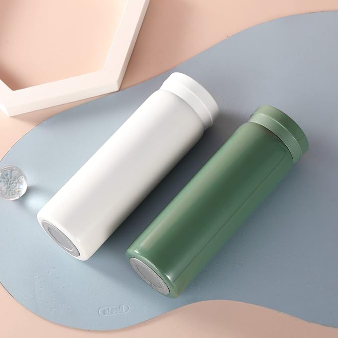 Mini Thermos Cute Water Bottle - 7 oz Tiny Insulated Vacuum 18/10 Stainless Steel Small Flask - Leak Proof & Spill Proof & Keeps Cold and Hot for Drink, Coffee, Tea - White