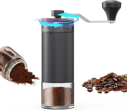 Hand Coffee Grinder Conical Burr for Espresso French Press Pour Over Double Bearing External Adjustment Capacity 25g (Ceramic Burr-Black)