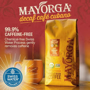 Mayorga Decaf Coffee 2lb Bag Dark Roast Organic Swiss Water Decaffeinated Cubano Roast Coffee - 100% Arabica Whole Coffee Beans - Smoothest Organic CoffeeSpecialty Grade, Non-GMO, Direct Trade