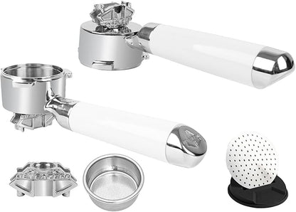 𝟓𝟒𝐦𝐦 𝐃𝐨𝐮𝐛𝐥𝐞 𝐒𝐩𝐨𝐮𝐭 Portafilter Fits Breville Barista Express and 54mm Breville Machines, Espresso Bottomless Portafilter with Puck Screen 53.5mm and Filter Basket