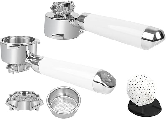 𝟓𝟒𝐦𝐦 𝐃𝐨𝐮𝐛𝐥𝐞 𝐒𝐩𝐨𝐮𝐭 Portafilter Fits Breville Barista Express and 54mm Breville Machines, Espresso Bottomless Portafilter with Puck Screen 53.5mm and Filter Basket