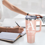Load image into Gallery viewer, Personalized Tumblers with Engraved Name, Personalized Birthday Gifts for Men Women, Custom 40oz Stainless Steel Coffee Tumbler with Lids and Straws, Custom Travel Cup (40oz Engraved Tumbler)