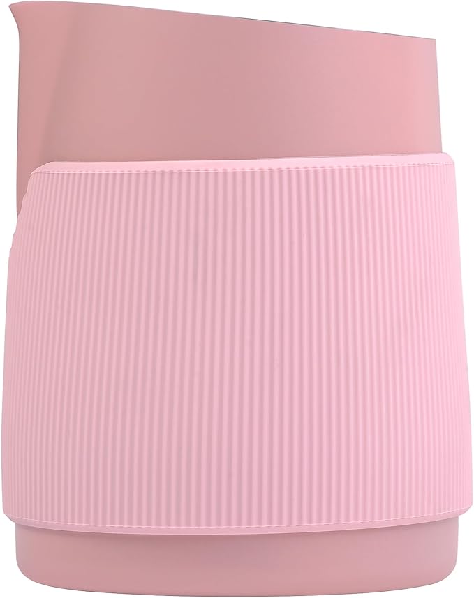 Normcore Handleless Milk Frothing Jug, Milk Pitcher 15.2 oz, Milk Frother Steamer Cup Stainless Steel Espresso Cup, Round Spout, Pink, 450 ml