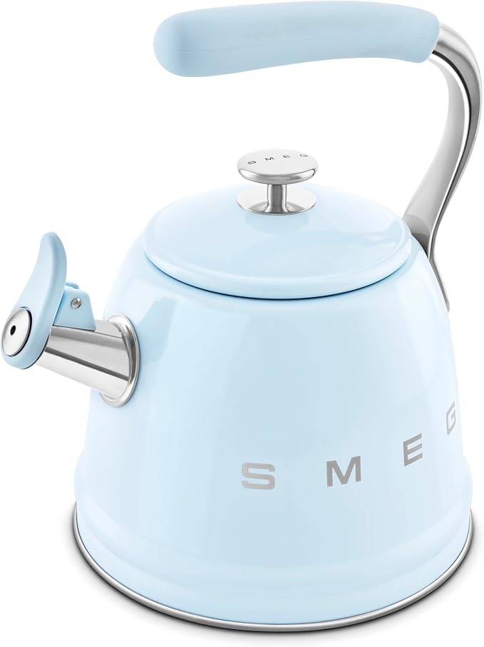SMEG Retro Stovetop Whistling Kettle – 2.4Q (Pastel Blue)