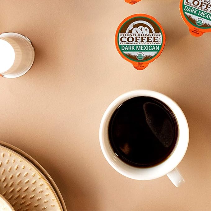 Fresh Roasted Coffee, Organic Dark Mexican | Mold & Myco 3rd Party Tested, USDA Organic, Kosher | Dark Roast 72 Pods for K Cup Brewers