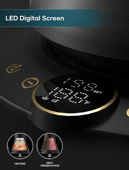 Electric Kettles, Gooseneck Electric Kettle, ±1℉ Temperature Control, Stainless Steel Inner, Quick Heating for Pour Over Coffee, Brew Tea, Boil Hot Water, 1500W/0.9L (Ebony Black)