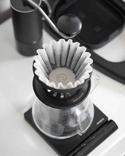 Normcore 2-in-1 Pour Over Coffee Dripper, Brews 1-2 Cups Coffee Brewer, Use V60 and Wave Filter Paper Brewer, Titanium Coated 304 Stainless Steel, Black