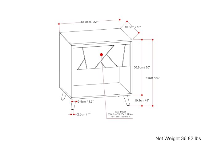 SIMPLIHOME Jager SOLID MANGO WOOD 22 inch Wide Mid Century - Contemporary Bedside Nightstand Table in Natural for the Living Room and Bedroom