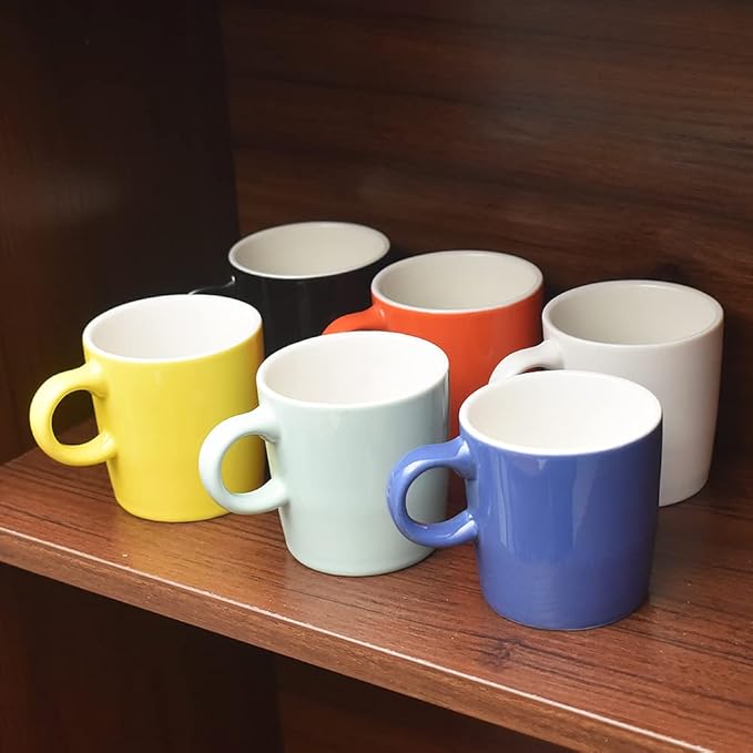 homEdge Mini Porcelain Espresso Cup, 4 Ounces / 120 ml Tiny Ceramic Coffee Mugs Demitasse for Espresso, Tea- Set of 6, Orange