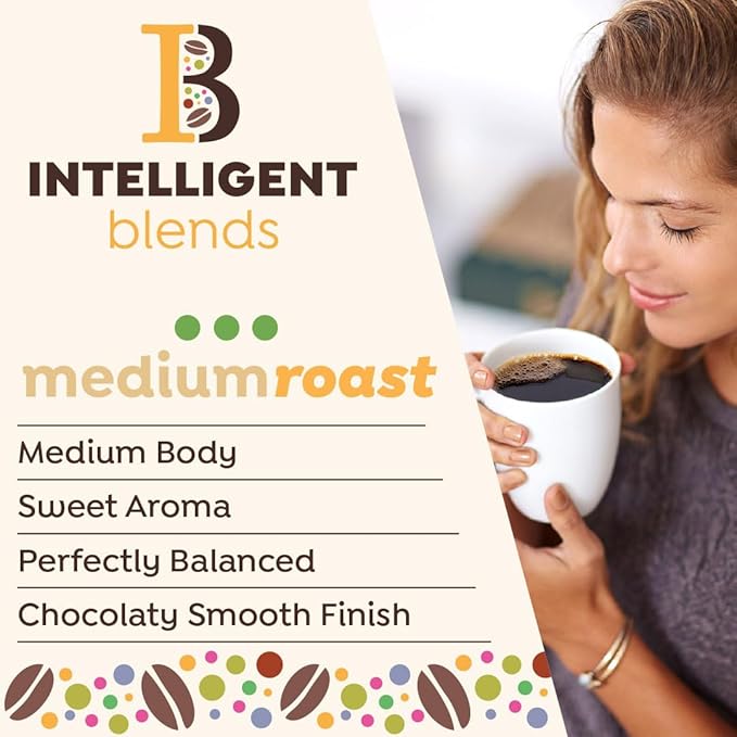 Intelligent Blends Medium Dark Roast Coffee Pods, 100 ct, Recyclable Single Serve Pods – 100% Arabica Coffee, Compatible with Keurig K Cups Maker