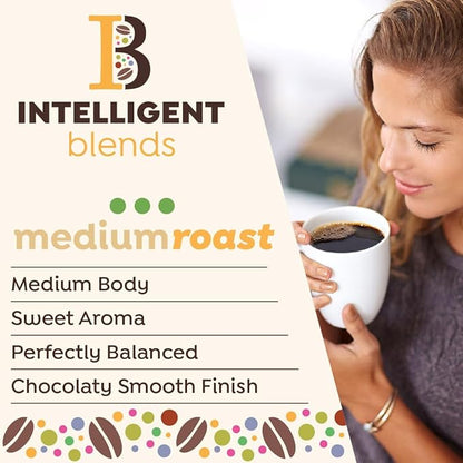 Intelligent Blends Medium Dark Roast Coffee Pods, 100 ct, Recyclable Single Serve Pods – 100% Arabica Coffee, Compatible with Keurig K Cups Maker
