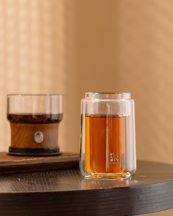 ZENS Modern Glass Infuser Teapot, One Touch Tea Maker for Loose Leaf Tea with Insulated Mug and Portable Case. Enchanted Pot Alternatives for Tea Lover Gifts