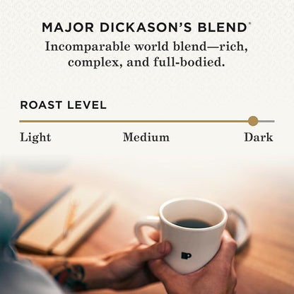 Peet's Coffee, Dark Roast Single Serve Coffee Pods - Major Dickason's Blend 10 Count (1 Box of 10 Pods)