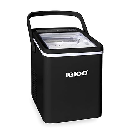 Igloo Premium Self-Cleaning Countertop Ice Maker Machine, Handled Portable Ice Maker, Produces 26 lbs. in 24 hrs. with Ice Cubes Ready in 6-8 Minutes, Comes with Ice Scoop and Basket