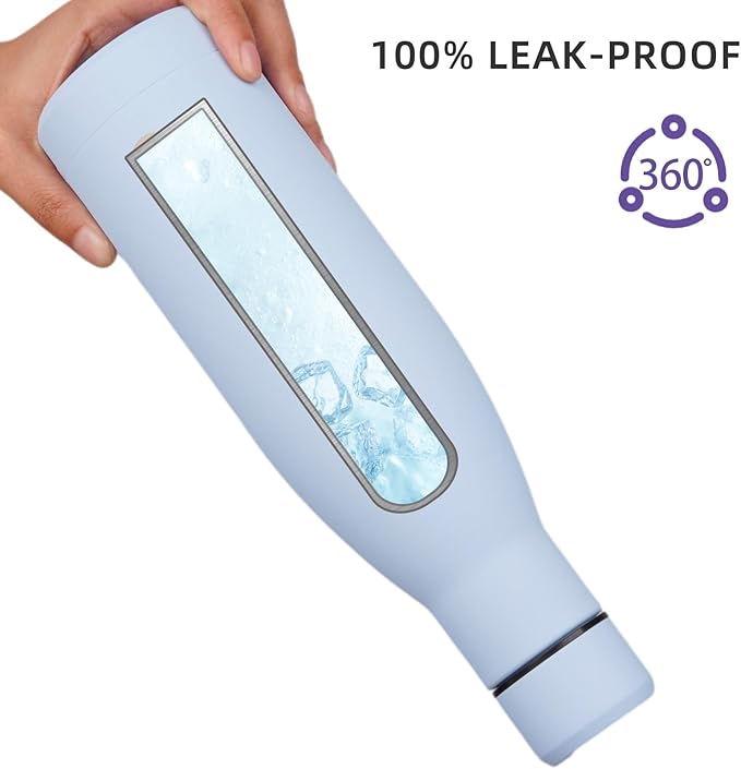 BJPKPK Insulated Water Bottle 17oz Stainless Steel Water Bottles Dishwasher Safe Metal Thermal Keep Cold and Hot,Sky Blue