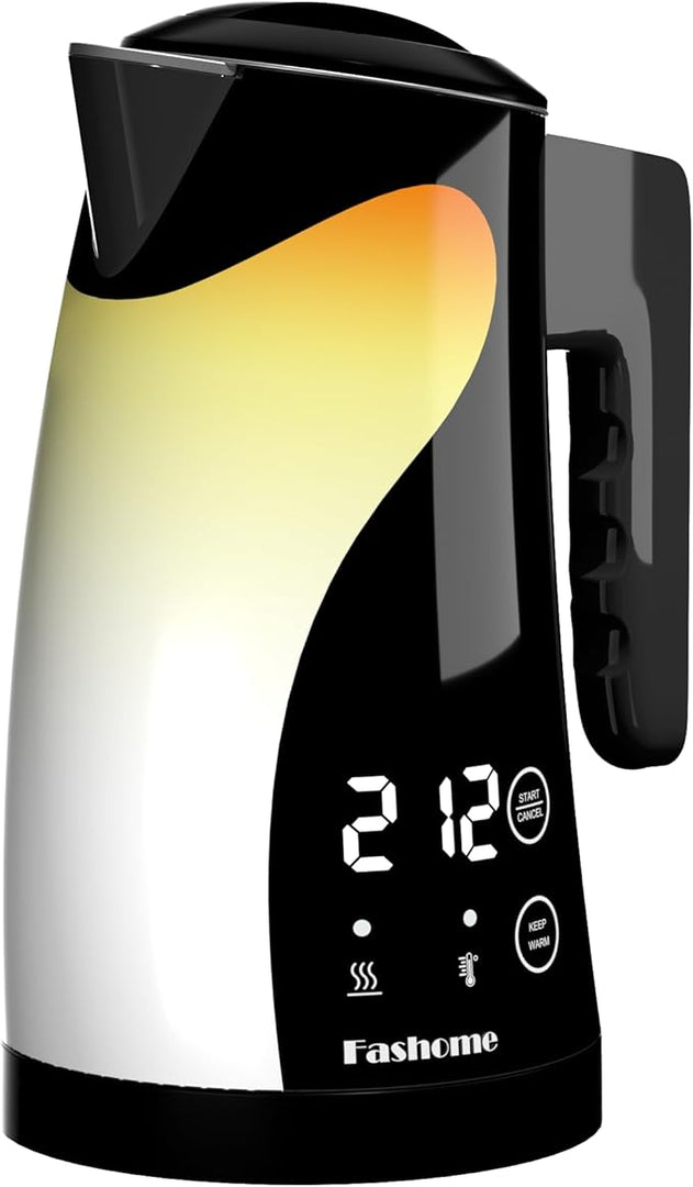 Electric Kettle Temperature Control, 5 Temp Presets, 2H Keep Warm, Double Wall Stainless Steel, 1.25L Cool-Touch Design with Auto Shut-Off, Cordless Water Boiler Heater, 360° Rotating Base, (Black)