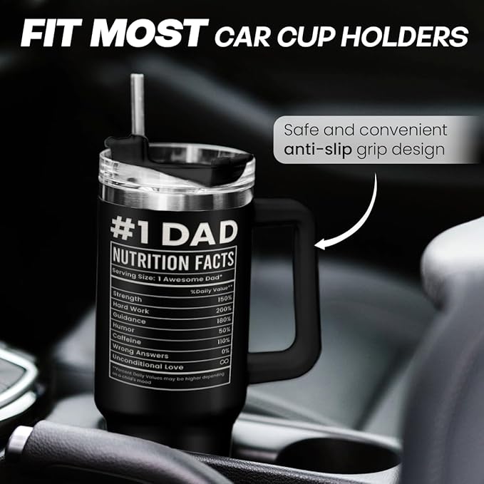 SANDJEST Dad Gift from Daughter, Awesome Like My Daughter 40oz Stainless Steel Insulated Coffee Tumbler With Lid & Straw, Travel Mug Cup Gift for Dad, Christmas Birthday Father's Day