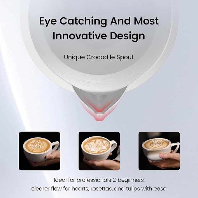 MHW-3BOMBER Espresso Steaming Pitcher Milk Frothing Pitcher Stainless Steel Milk Coffee Cappuccino Latte Art Barista Cup (Origin White, 20 Ounces)