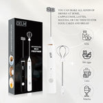 Load image into Gallery viewer, Delm Milk Frother Electric USB Stainless Steel Accessory - Frother Wand Foam Maker for Lattes - Milk Frother Handheld for Cappuccino, Frappe, Matcha, Hot Chocolate - Frother for Coffee (white)