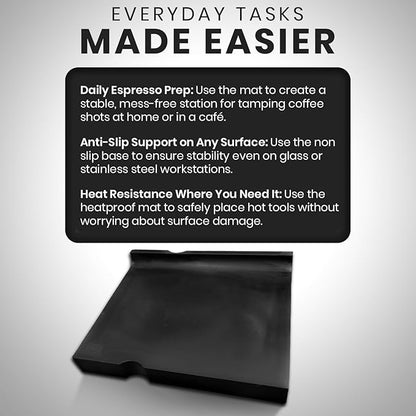 Rattleware Premium Tamping Mat - Non-Slip Espresso Packing Surface, Heatproof, Durable Rubber, Protects Countertops, Kitchen & Coffee Bar Essential (8" x 10")