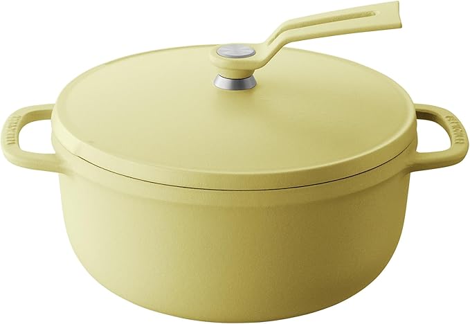 Vermicular Oven Pot 2.0 | Lightweight Enameled Cast Iron Pot | 18cm (2 Qt) | Non-Toxic | Induction-compatible | Dutch Oven | Made in Japan | Matte Chamomile Yellow