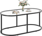 Load image into Gallery viewer, Coffee Table Black Glass Coffee Tables for Living Room, Oval Table Center Table with Sturdy Metal Frame,Modern Tempered Glass Accent Tables for Bedroom Home Office