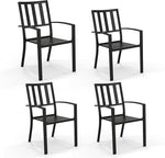 Load image into Gallery viewer, PHI VILLA 4 Pieces Patio Metal Dining Chairs, Outdoor Wroght Iron Seating Dining Chairs, Stackable Bistro Chair for Garden, Backyard, Lawn, Supports 300 lbs