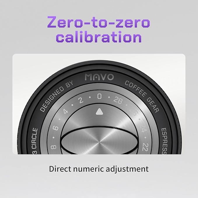 MAVO Manual Coffee Grinder, Shadow Wand Hand Coffee Grinder, Capacity 25g with CNC Stainless Steel Pentagon Conical Burr, Adjustable Setting, Burr Coffee Bean Grinder for Pour Over, Espresso (Silver)