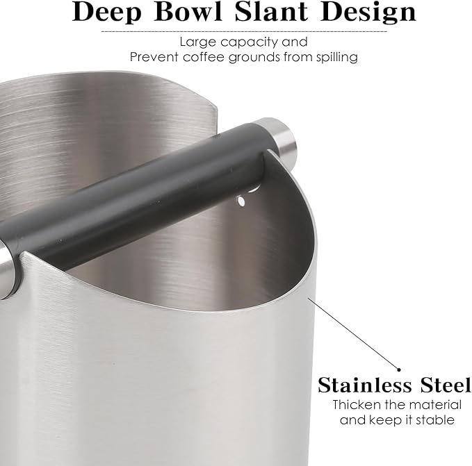 Italian Espresso Tapping Box, Stainless Steel Coffee Grinding Tapping Box, With Detachable Tapping Rod And Anti Slip Rubber Base (Silver-S)