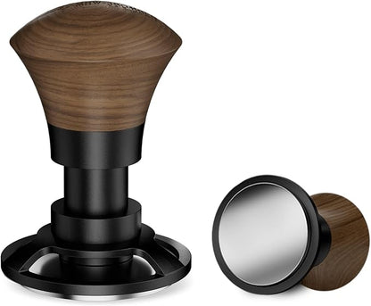 MHW-3BOMBER 58.35mm Espresso Tamper - 30lbs Coffee Tamper with Sound Feedback for Barista, Walnut Tamper Tool Espresso Hand Tamper with 3 Spring Loaded Fits 58mm Portafilter, Flat Base, T5163F-OS