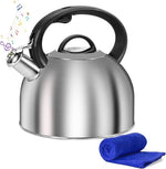 Load image into Gallery viewer, Whistling Stovetop Tea Kettle, 3L Food-Grade 304 Stainless Steel Teapot, Ergonomic Handle,Hot Water Quick Boil,All Metal Stove Kettle Rust Resistant and Durable,With Anti-Scald Towel(Silver)