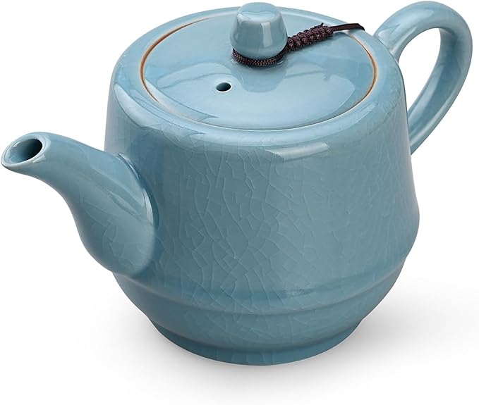 Teapot with Infuser Ceramic Tea Pot with Removable Stainless Steel Fliter for Loose Tea 15.80 OZ/450ml (1-2cups) Teapots for Tea Coffee Milk for Office Home Men Women as Gift(Sky Blue)