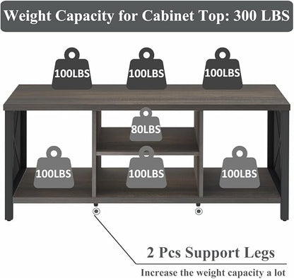 FATORRI Rustic Coffee Table for Living Room, Farmhouse Dark Wood Center Table, Industrial Rectangle Cocktail Tea Tables (Walnut Brown)