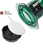 Load image into Gallery viewer, AeroPress Clear Green Coffee Press – 3 In 1 Brew Method Combines French Press, Espresso-style, Full Bodied Coffee Without Grit or Bitterness, Small Portable Coffee Maker for Camping &amp; Travel, Green