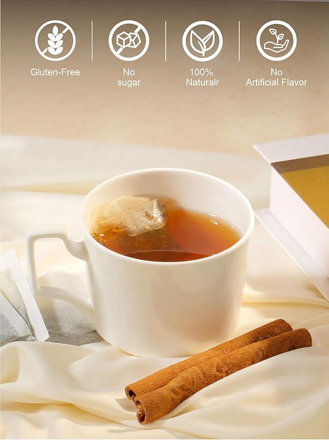 TeeLux Hot Cinnamon Black Tea, Black Tea with Cinnamon, Clove, Smooth & Spicy & Sweet Flavor, Caffeine-Free, 100 Count