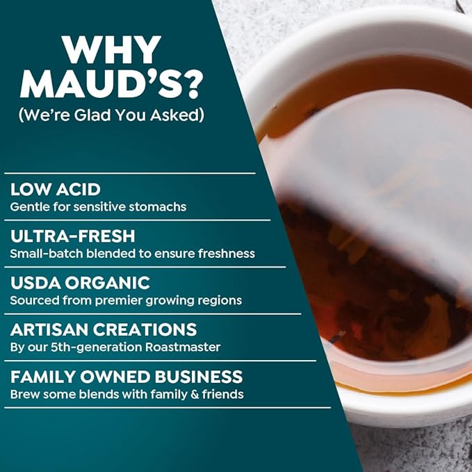 Maud's 9 Blend Organic Tea Pods Variety Pack, 48 ct, 9 Assorted Flavors, Recyclable Single Serve Pods –100% Gourmet Blended Tea Leaves, Compatible with Keurig K Cups Maker