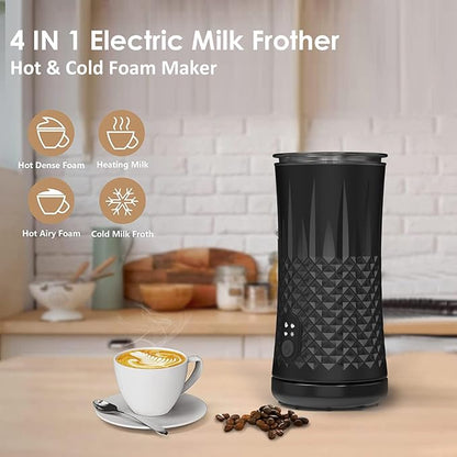 Electric Milk Frother and Steamer - Hot & Cold Milk Foamer with Auto Shut-Off - Quick and Effortless Frothing - 8oz/240ml Milk Warmer for Coffee, Latte, Cappuccino, Hot Chocolates