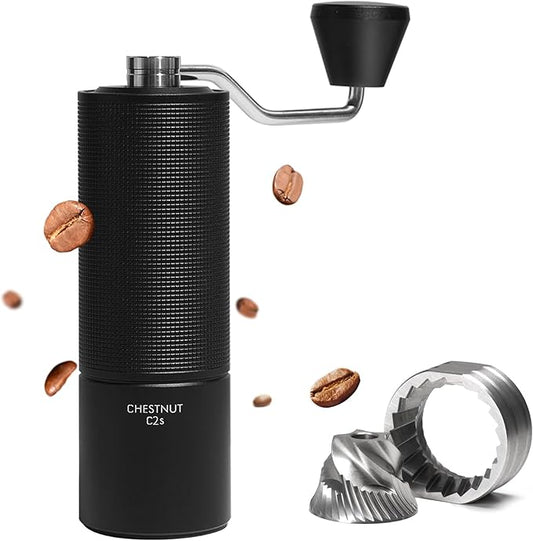 TIMEMORE Chestnut C2S Manual Coffee Grinder,CNC Stainless Steel Conical Burr, Internal Adjustable Setting, Double Bearing Positioning, Hand Grinder Gift for Espresso to French Press