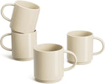 Load image into Gallery viewer, Sweese Stackable Coffee Mugs - 10 Oz Porcelain Cups for Specialty Coffee Drinks, Cappuccino, Cafe Mocha, Latte and tea, Set of 4, Beige