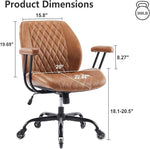 Load image into Gallery viewer, YFO Home Office Desk Chair Office Rubber Casters Ergonomic Computer Chair with Lumbar Support Adjustable Height Rolling Swivel Executive Task Armrests Chair， Brown Leather