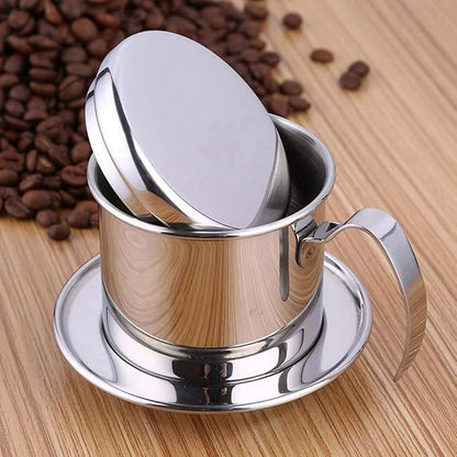 TOPINCN Vietnamese Coffee Drip Filter, Stainless Steel Pour Over Coffee Maker, Portable Coffee Drip Brewer for Home, Office, Travel (Silver)